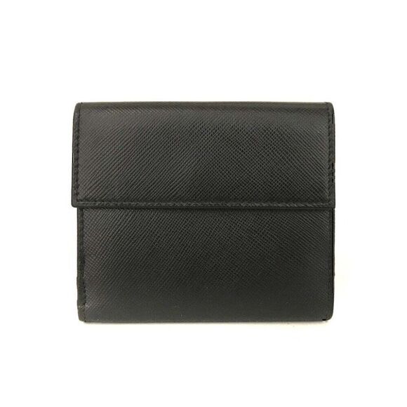 ⭐ PRADA Saffiano Black Leather Trifold Wallet/4X0437 - Picture 1 of 8